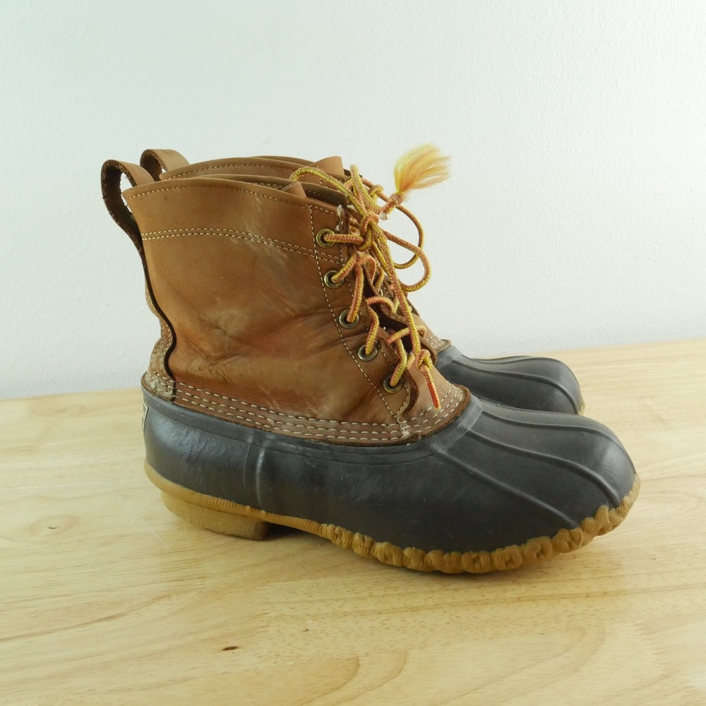 LL Bean 6 Inch Bean Boots Womens 9 W Brown Tan Leather Duck Boots Made in USA